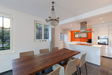 Interior of house, dining room