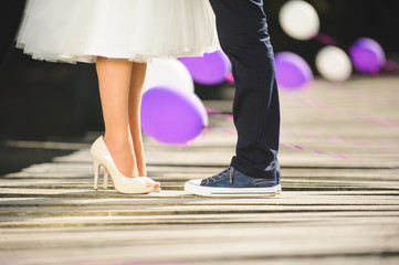 Bride and Groom on Bridge