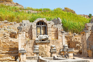  stone  in  perge old construction asia turkey the column  and