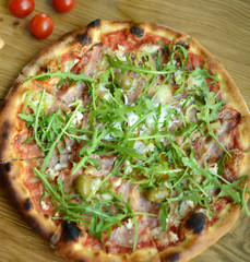 Fresh italian pizza closeup