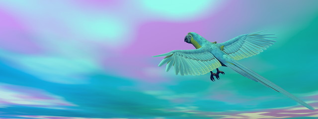 Military macaw, parrot, flying - 3D render