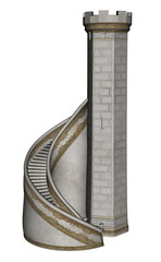 Castle tower and stairs - 3D render © Elenarts