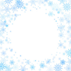 Round frame with small blue snowflakes