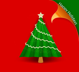 Christmas tree and Happy holidays greeting card vector backgrouind