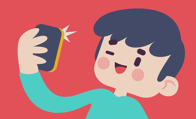 Cute Boy Taking a Selfie