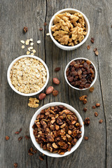 Muesli and ingredients