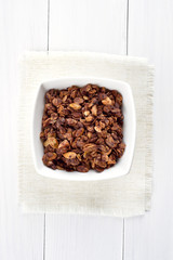 Chocolate granola, top view