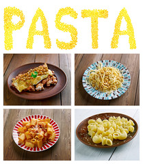 Food set of different  pasta.