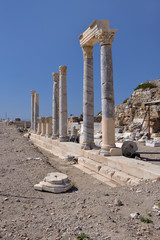 View of Knidos city ruins on sunny day, situated on the Dat&ccedil;a peninsula, Mugla, Turkey. 