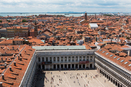 Venice Skyline: Aerial View on Saint Mark's Square in Venice and