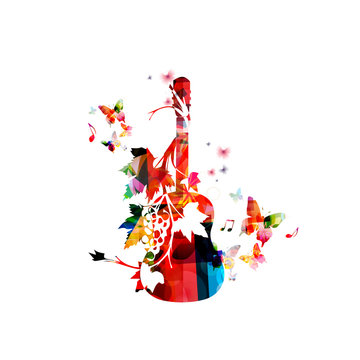 Colorful guitar with vines