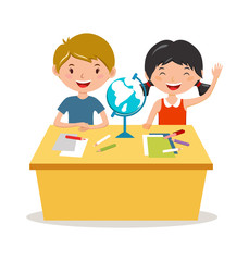 Kids school geography lessons illustration