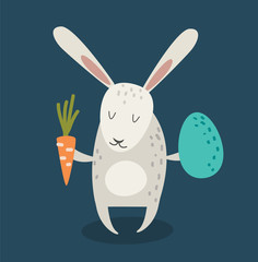 Greeting card Easter rabbit vector illustration