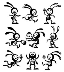 Naklejka premium Greeting card Easter rabbit vector illustration