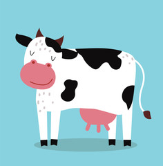 Cute cartoon cow vector illustration