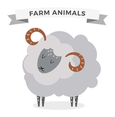 Cute cartoon cow vector illustration