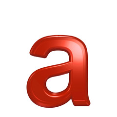 One lower case letter from red glass alphabet set, isolated on white. Computer generated 3D photo rendering.