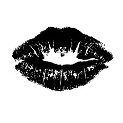 Naklejka premium Black lips kiss