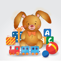 Cute rabbit toy with a toys.