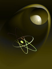 Atomi/ immagine realizzata l computer di un atomo, arte contemporanea