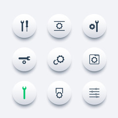 settings, configuration, development modern round icons, vector illustration