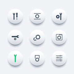 settings, configuration, development modern round icons, vector illustration