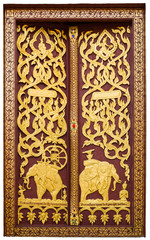 Window's temple made of wood and painted with beautiful colour