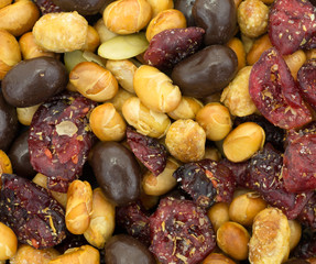 Soybean cranberry trail mix close view