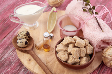 spa stuff on wooden background
