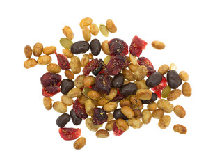 Soybean cranberry trail mix on a white background