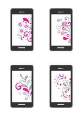 flower and smartphone set