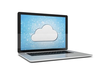 3d rendering of a laptop with cloud concept