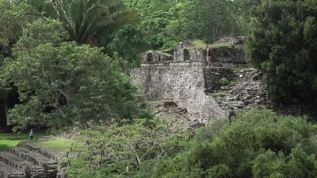 Costa Maya Mexico Kohunlich Mayan Temple Ruins. Archaeological pre Columbian civilization. Pyramids, courtyards, plazas, palace and temple. 200 BC. Temple of the Masks. Despain of Rekindle Photo.