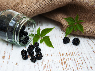 Fototapeta na wymiar Jar with Blackberries