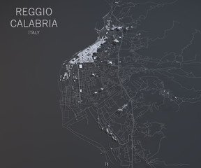 Reggio Calabria, vista satellitare, Calabria, Italia - obrazy, fototapety, plakaty