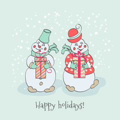 Cartoon Christmas Snowmen
