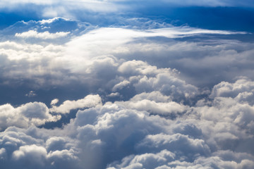 Fluffy storm clouds, aerial photography.