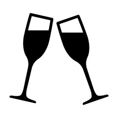 Champagne glasses clink flat icon for apps and websites