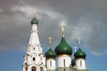 View of Church of Elijah the Prophet in Yaroslavl (Russia) famous by its original 17th century frescoes. Popular touristic landmark, UNESCO World Heritage Site.