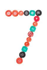 seven number made of colors buttons