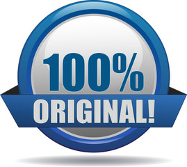 100% ORIGINAL / realistic modern glossy 3D eps vector sign / icon in blue with a banderole