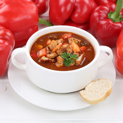 Gesunde Ernährung Gulasch Suppe Gulaschsuppe Suppentasse mit Fl