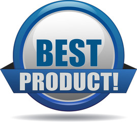 BEST PRODUCT / realistic modern glossy 3D eps vector sign / icon in blue with a banderole