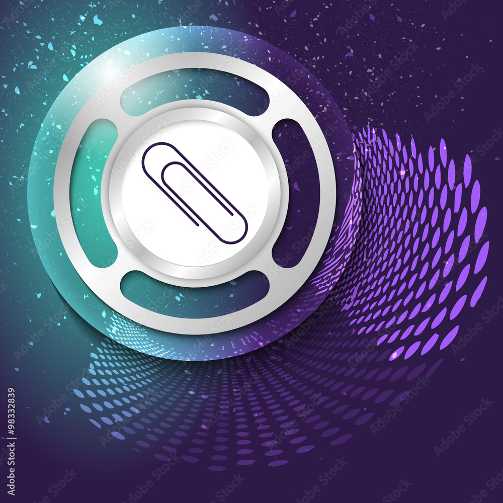 Poster vector abstract background and silver object with paper clip