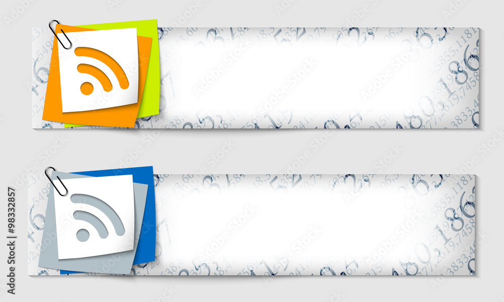 Poster set of two banners with the texture of the numbers and feed icon
