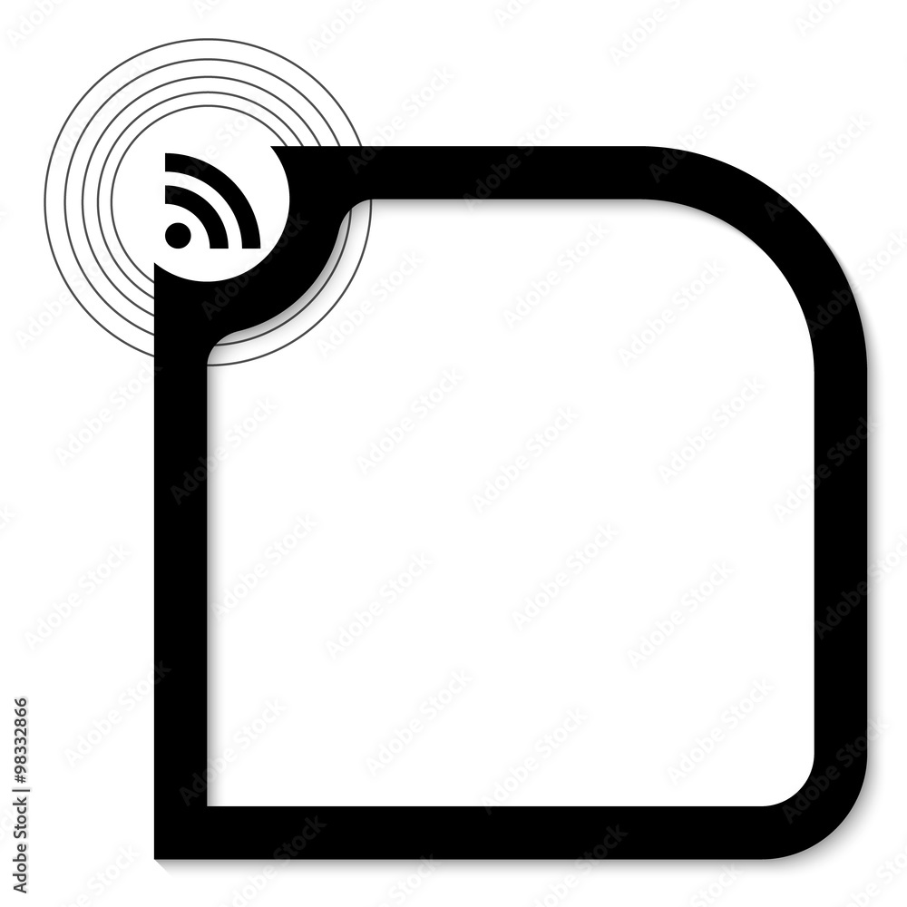Poster Black text box for text with feed icon
