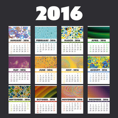 2016 Colorful Calendar Design With Different Backgrounds For Every Month