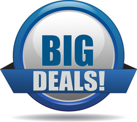 BIG DEALS / realistic modern glossy 3D eps vector sign / icon in blue with a banderole