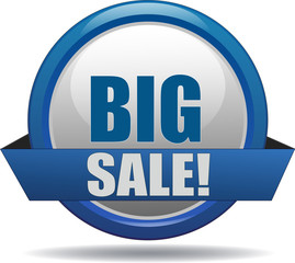 BIG SALE / realistic modern glossy 3D eps vector sign / icon in blue with a banderole