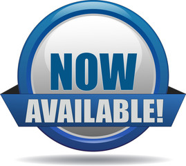 NOW AVAILABLE / realistic modern glossy 3D eps vector sign / icon in blue with a banderole